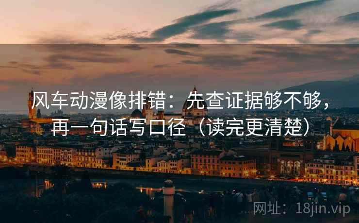 风车动漫像排错：先查证据够不够，再一句话写口径（读完更清楚）